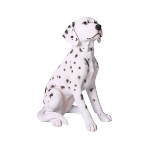 Resina estatuas de animales blanco y negro crouch sentado lugar jardín perro figuras para artículos decorativos para el hogar - Product Image 2