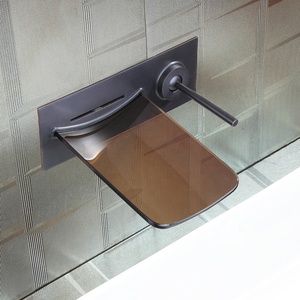 Vòi Nước Nóng Lạnh Bồn Rửa Phòng Tắm Thác Nước Bằng Thủy Tinh Màu Đen Gắn Tường Hiện Đại Vòi Chậu Rửa Hình Quả Cầu BF427 - Product Image 1