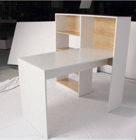 Bureau d'ordinateur d'angle convertible moderne et élégant avec étagère, en bois blanc écologique, certifié ISO9001, pour bureau à domicile et étude