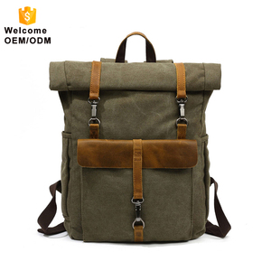 Fabricant Fournir Rouleau Top Vintage Toile Sac À Dos Pour Ordinateur Portable - Product Image 1