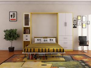 Cama plegable <span class=keywords><strong>de</strong></span> pared con diseño <span class=keywords><strong>de</strong></span> cama King doble, moderna, con estantería y Escritorio - Product Image 4
