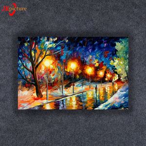Decoración <span class=keywords><strong>de</strong></span> la pared paisaje <span class=keywords><strong>de</strong></span> <span class=keywords><strong>otoño</strong></span> Hojas <span class=keywords><strong>de</strong></span> arce árboles par caminar pintura al óleo <span class=keywords><strong>de</strong></span> la lona pintura - Product Image 2