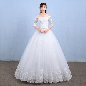 Vestido <span class=keywords><strong>de</strong></span> novia con apliques <span class=keywords><strong>de</strong></span> encaje, vestido <span class=keywords><strong>de</strong></span> <span class=keywords><strong>noche</strong></span> con tirantes, <span class=keywords><strong>vestidos</strong></span> <span class=keywords><strong>de</strong></span> baile <span class=keywords><strong>de</strong></span> un hombro, Media manga - Product Image 1