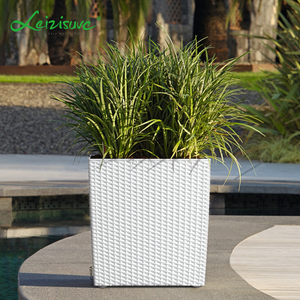 Leizisure al por mayor jardín piso gran cubo cuadrado de plástico de riego verde <span class=keywords><strong>rota</strong></span> planta flor olla con ruedas - Product Image 1