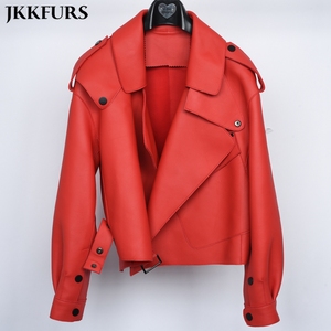 Autumn Latest Fashion Genuine Pink <strong>Silver</strong> Multi Color Lady Short Leather <strong>Jacket</strong> - Product Image 4