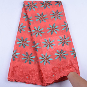 Haute qualité broderie africaine vert suisse Voile dentelle tissu pour femmes mariage et robe de soirée avec des pierres 1563 - Product Image 6