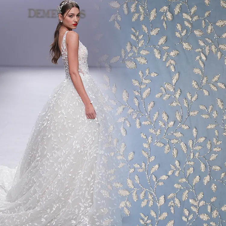 Yanzi Modedesign Tela de Encaje Kleid machen Tüll afrikanischen Stoff Mesh Net Glitter Französisch Spitze Stoff für die Hochzeit