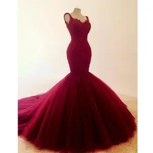 सुंदर Backless Wiine लाल मरमेड शादी की पोशाक 2023 फीता मनके fishtail सेक्सी merimaid ब्राइडल गाउन Vestido डे Noiva