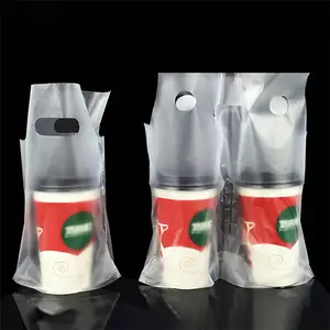 Disposable Packing Bag Plastic Drinking Takeaway Bag Transparent Coffee Milk Tea Cup Packaging Bag