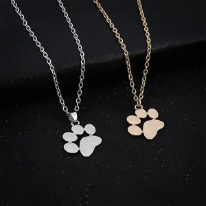 Collier pendentif personnalisé pour chien, cadeau d'amoureux, pendentif plaqué or, breloque avec patte de chien ou de chat, à la mode, unités