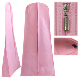Wholesale Custom Extra Long Non-Woven <strong>Garment</strong> <strong>Bag</strong> For <strong>Pink</strong> Wedding Dress Foldable Bridal Suit Storage Cover - Product Image 1