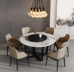Meubles <span class=keywords><strong>de</strong></span> salle à manger modernes <span class=keywords><strong>de</strong></span> luxe dessus <span class=keywords><strong>de</strong></span> table en marbre cadre en bois massif ensemble <span class=keywords><strong>de</strong></span> tables à manger rondes meubles <span class=keywords><strong>de</strong></span> maison 8 <span class=keywords><strong>chaises</strong></span> en bois 1 pièce - Product Image 1