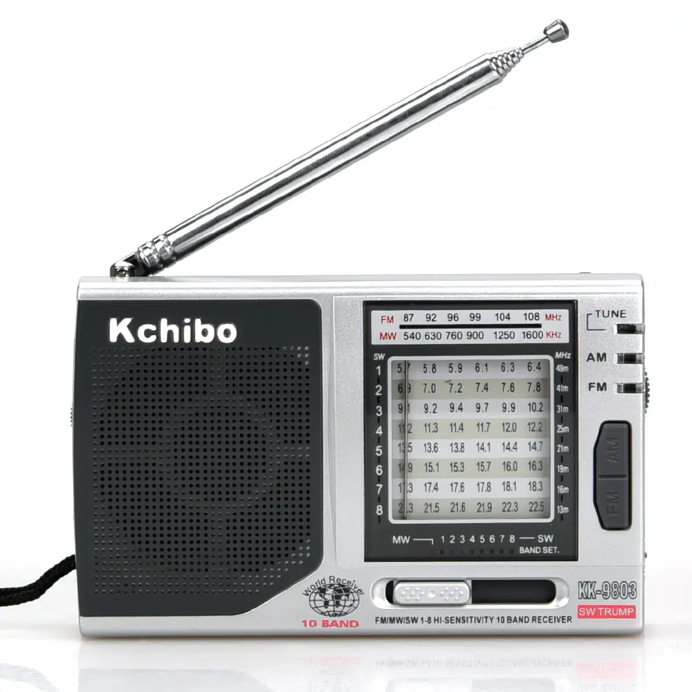 High sensitive portable sw mw fm10 band Kchibo radio with earphone jack