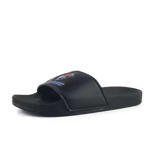 Greatshoe सस्ते आरामदायक काले पीवीसी सैंडल, बाथरूम के लिए फ्लैट फ्लिप फ्लॉप चप्पल पुरुषों