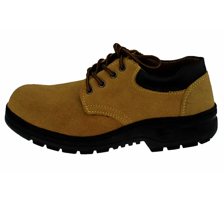 Low cut cheap pure suede leather rubber outsole safety shoes for construction steel industrial workers