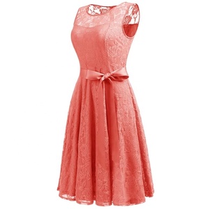 Robes de <span class=keywords><strong>demoiselle</strong></span> <span class=keywords><strong>d</strong></span>'<span class=keywords><strong>honneur</strong></span> Vintage, couleur <span class=keywords><strong>corail</strong></span>, rose blanc, longueur aux genoux en dentelle - Product Image 4