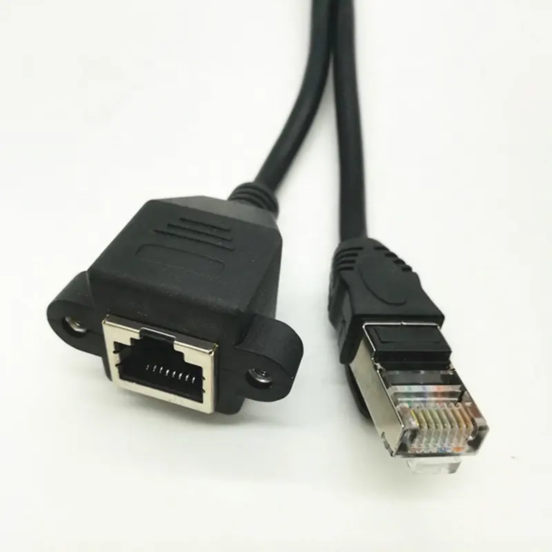 Cat 5e RJ45 Ethernet Male to Female Panel Mount Extension Cable