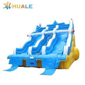 ブルー 7 × 6 × 6 メートルインフレータブルウォータースライド大人と子供スライド
