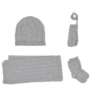 Cable design Baby Cashmere hat scarf set