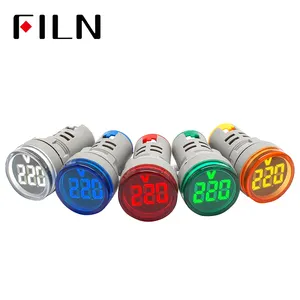 FILN lampu Voltmeter tampilan Digital LED, indikator Voltmeter 22mm Font besar Di bukaan sinyal AC60-500V kualitas tinggi untuk lampu perahu