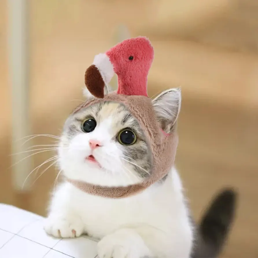 Copricapo per cappelli per gatti per animali domestici nuovo design divertente a forma di fenicottero simpatico cappello per animali domestici cosplay creativo Halloween parrucca per cuccioli di natale cappello per gatti