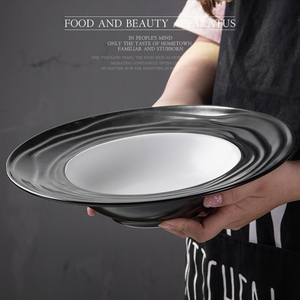 Moderno mate de <span class=keywords><strong>cristal</strong></span> vajilla Negro Grande plato de sopa de porcelana - Product Image 3