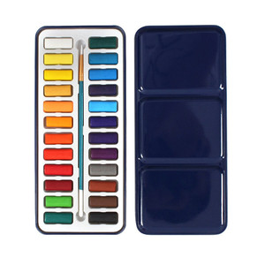 Ensemble de peinture <span class=keywords><strong>aquarelle</strong></span> 24 couleurs Ensemble de peinture <span class=keywords><strong>aquarelle</strong></span> solide avec pinceau Boîte en métal - Product Image 6