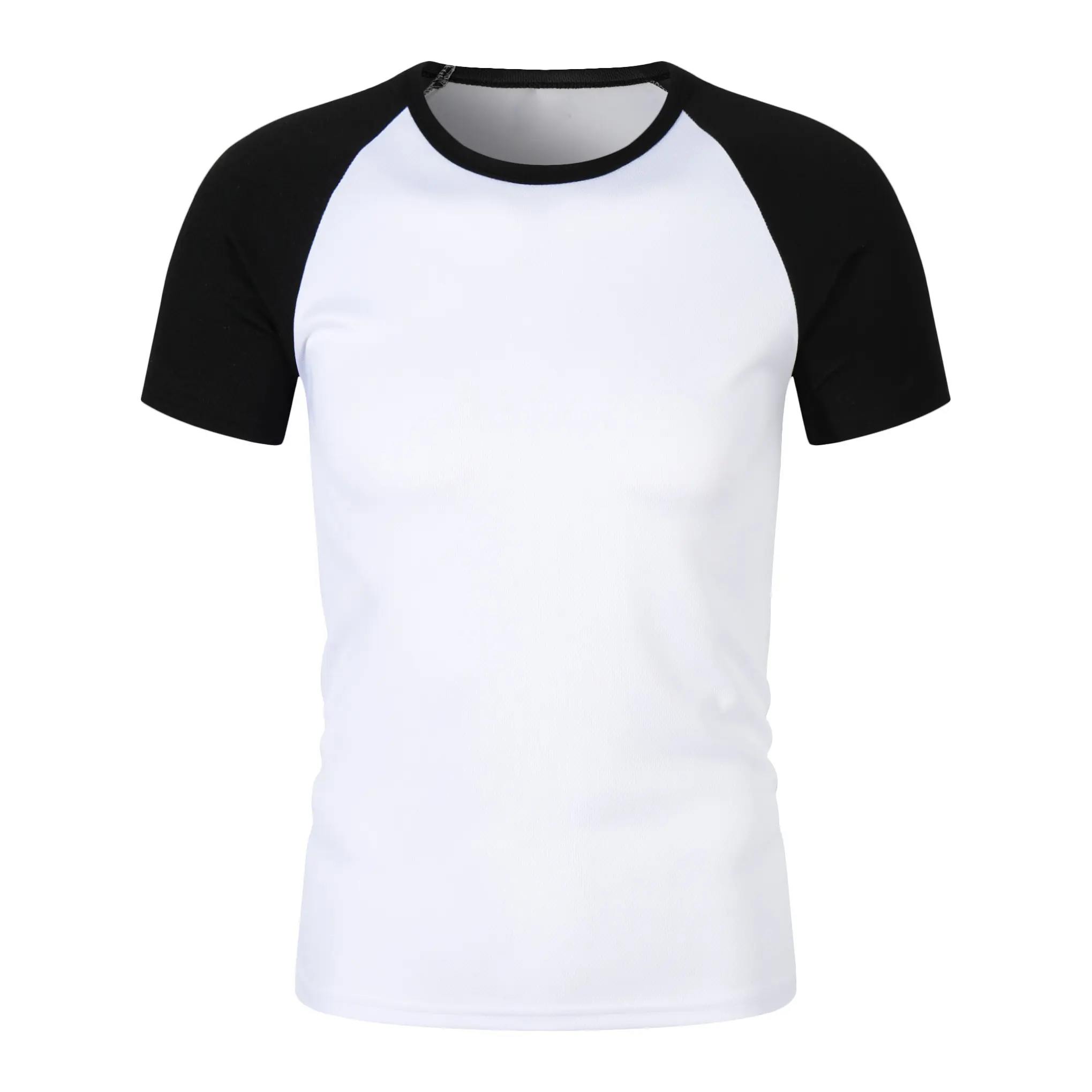 Raglan sleeve two color stitching sports dry fit breathable comfortable polyester bird eye fabric men t shirt