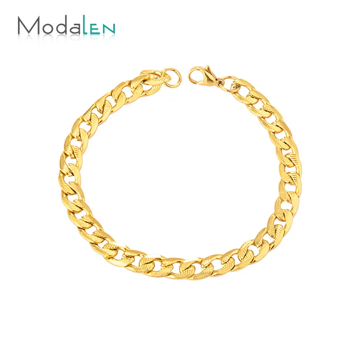 Modalen-pulsera de eslabones dorados para mujer, joyería de acero inoxidable