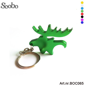 Promocional de aluminio cabeza de alce de forma de animal en forma de botella abridor llavero - Product Image 1
