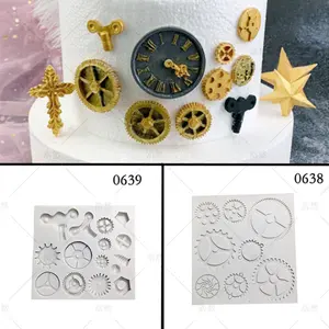 Horloge thema gear silicone mold fondant taart decoratie silicone mold machines industrie punk wind mold