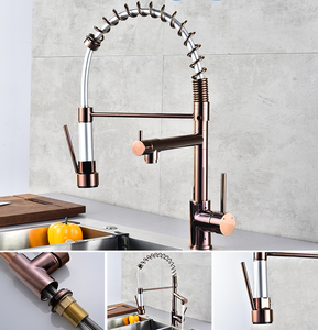 Rubinetto da cucina a molla in <span class=keywords><strong>oro</strong></span> rosa rubinetto estraibile per lavello <span class=keywords><strong>miscelatore</strong></span> caldo e freddo - Product Image 5