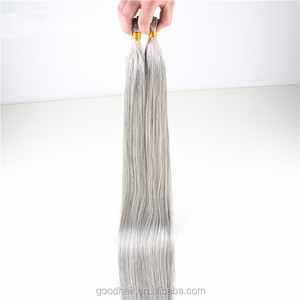 Pelo virginal indio sin procesar <span class=keywords><strong>color</strong></span> <span class=keywords><strong>gris</strong></span> punta extensión de las señoras de moda de la queratina de la extensión del pelo - Product Image 3