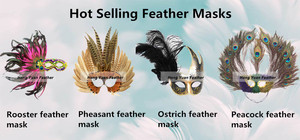 Rouge Mascarade Costume D'halloween De Bal Mode Coq Plume <span class=keywords><strong>Masque</strong></span> de Fête Fournisseurs - Product Image 3