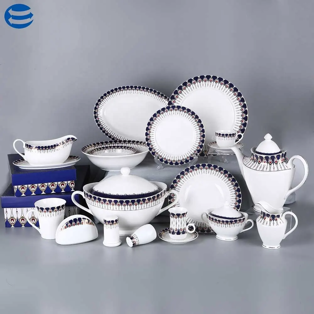 Rifornimento della fabbrica su misura classico placcato oro new bone China migliore bone china marche set di cena