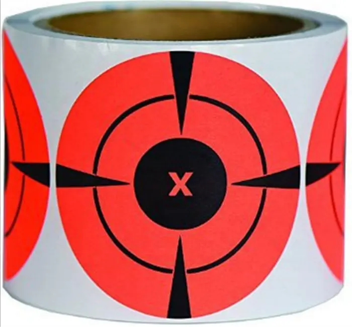 Hybsk-objetivos de tiro redondos adhesivos, puntos de destino, pegatinas Rojas fluorescentes, 3 pulgadas