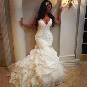 New <strong>Style</strong> Sexy White Taffeta Ruffle Wedding <strong>Mermaid</strong> <strong>Dress</strong> - Product Image 1