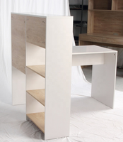 Bureau d'ordinateur d'angle convertible moderne et élégant avec étagère, en bois blanc écologique, certifié ISO9001, pour bureau à domicile et étude