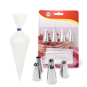 Stainless Steel Pastry Nozzles for Cream with Pastry Bag Decorating Cake Icing Piping Confectionery Baking Tool