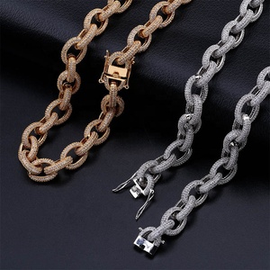 Nuevo collar de hombre de Hip Hop de alta calidad, collares de piedras CZ Micro pavimentadas chapados en Color dorado y plateado de latón helado, 18 "22" de longitud - Product Image 1