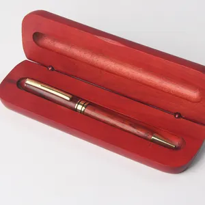 Factory direct sale price handmade red color wood pen with box well-made wood case business kit office wood pen gift set