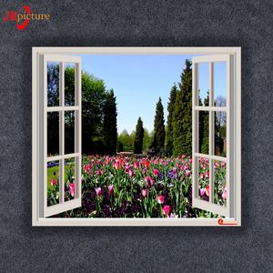 En gros fleurs paysages imprimés fenêtre d'ouverture peintures sur toile pour la décoration de la maison - Product Image 1