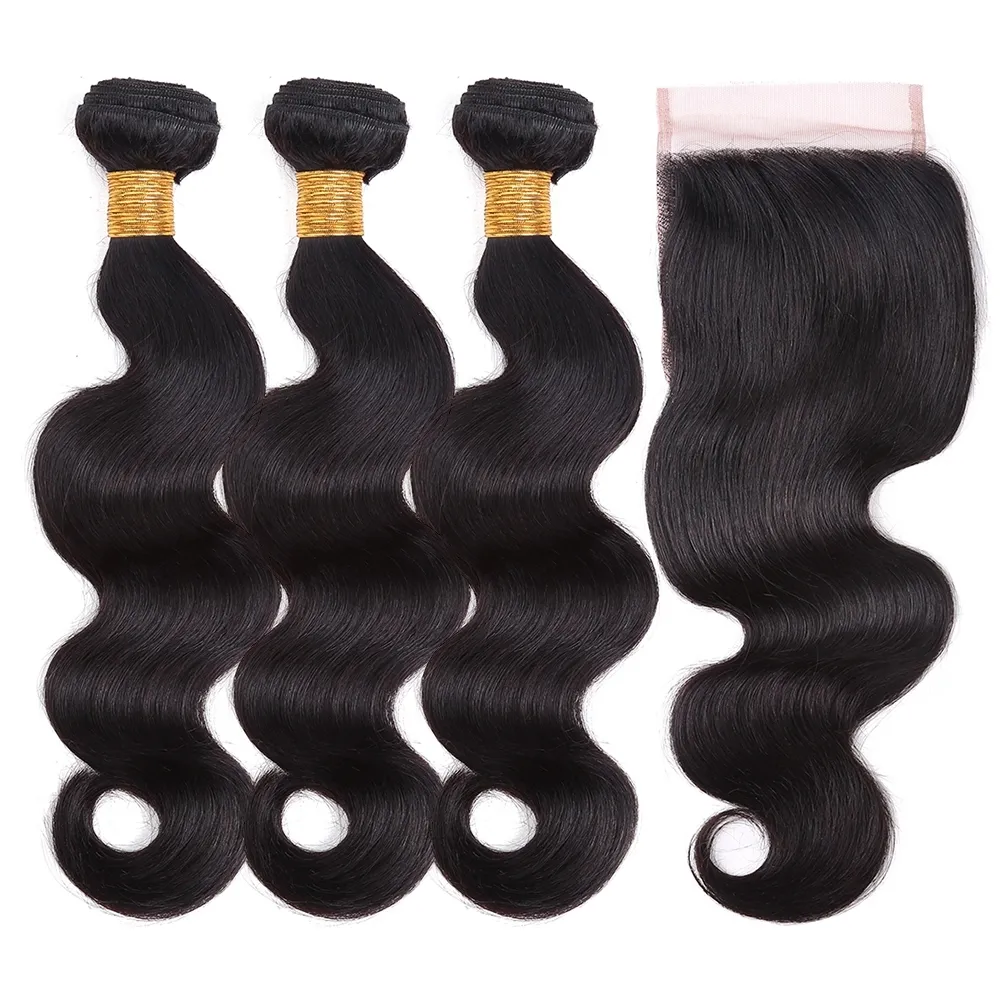 Body Wave Closure Brazilian Hair With Lace frontal Human Hair Bundles With Closure Hair Extension