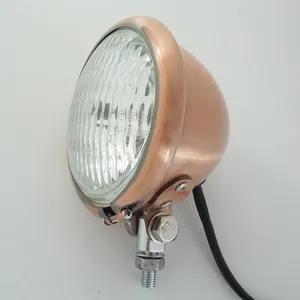 4.5'' Bates Style Classic Vintage Antique Bronze Motorcycle Headlight For Cafe Racer Bobber Bottom Mount LED/ Halogen Headlamp