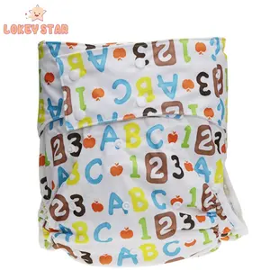 Lokeystar Letter Printed Incontinence Nappy Pants Washable Adult Pocket Nappy Cover Adjustable Reusable Diaper Cloth