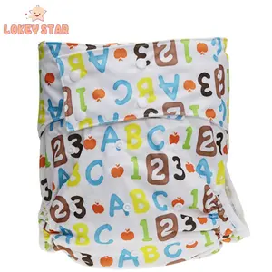 Lokeystar Surat Dicetak Inkontinensia Popok Celana Dewasa Mudah Dicuci Saku Popok Cover Adjustable Reusable Popok Kain