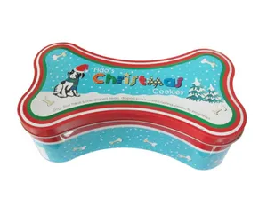 Food Tin Box For Dog Dog Bone Shaped Box