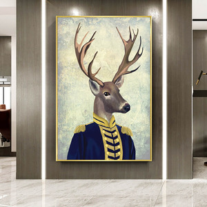 Arte Mural Moderno, Decoración Personalizada para el Hogar, Pintura de Cabeza de Animal en Cuerpo Humano - Product Image 2