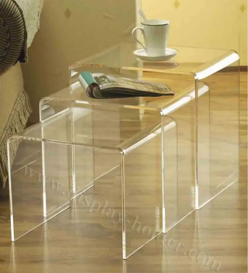 Современный кофейный столик из прозрачного акрилового стекла трех разных размеров