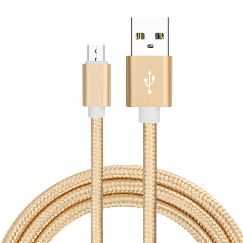 нейлоновая плетеная ткань мощность зарядный кабель Черный micro usb кабель для передачи данных для мобильного телефона